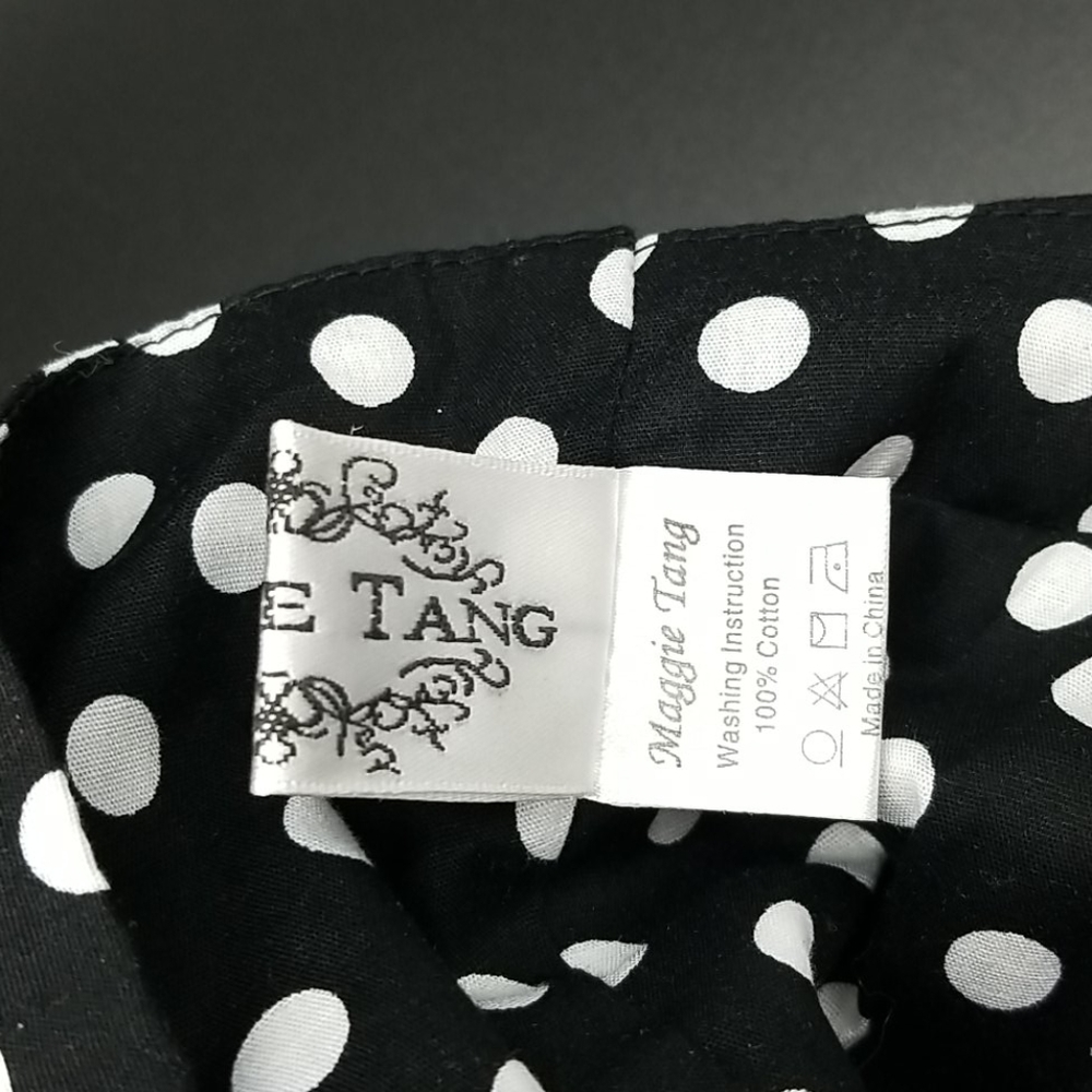 Maggie Tang Retro 1950's Medium Black & White Polka Dot Halter Midi Swing Dress - Picture 8 of 9